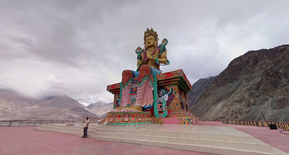The majestic statue of Lord Buddha at the New Diskit Gompa watching over the Nubra Valley